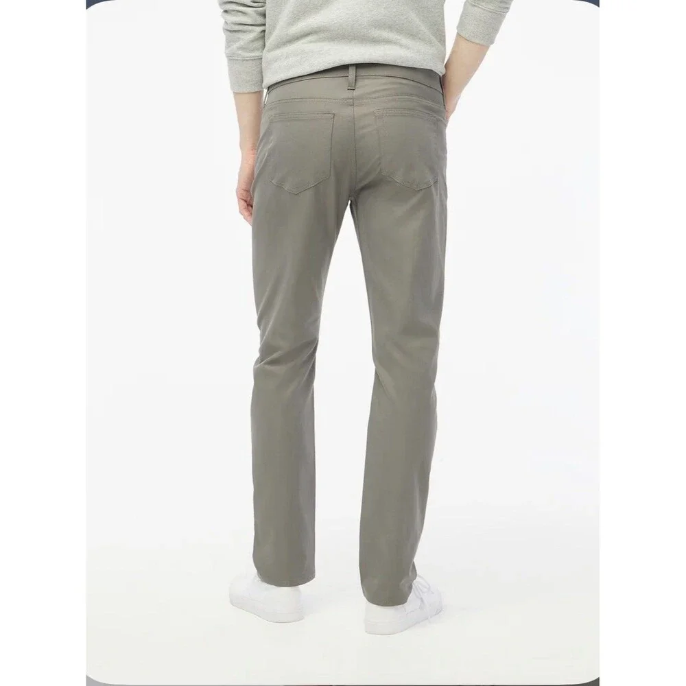 J.Crew Tech Pants Mens 33 30 Gray Slim Fit Flex Chino 5 Pocket Flat Front New